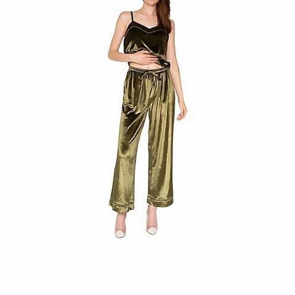 NEW LATTELOVE velvet pant in dark green - Picture 1 of 1